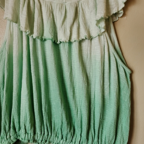 𝅺Free People croa Lee sea foam green ombre ruffle top size XS - Picture 3 of 8